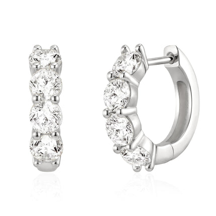 ASHINE Hoop Earrings for Women 14kt Gold Plated Small Hypoallergenic Trendy Stainless Steel Huggies Ear Rings Cartilage Piercing CZ Tiny Thick Second Hole Chunky Jewelry Everyday (White Gold,14.5mm)
