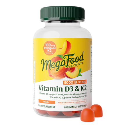 Megafood 5000 IU Vitamin D3 & K2 Peach Gummies, 60 CT
