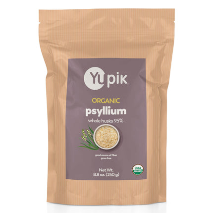 Yupik Organic Whole Husk Psyllium 8.8 Oz (Pack of 6), 95% Purity, Soluble Fiber, USDA Certified, Non-GMO, Kosher, Gluten-Free, Sugar-Free & Fat-Free, Unflavored, Plant-Based