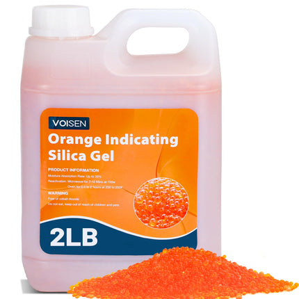 VOISEN 2 LBS Orange Indicating Silica Gel Desiccant Beads