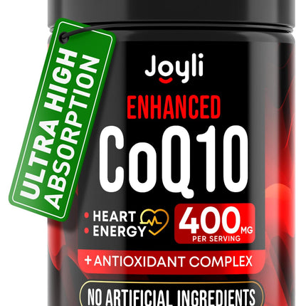 CoQ10 400mg Softgels - High Absorption Co Q10, 400mg Softgels for Heart Health & Energy Production - Enhanced Co Q 10 Supplement with Antioxidants and Flaxseed Oil - CoQ10 400 mg per Serving
