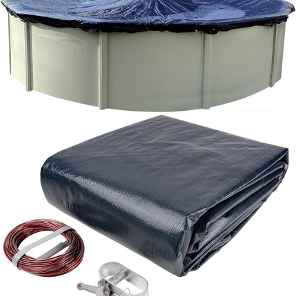 Winter Block 18’ ft. Round Pool Winter Cover for Above Ground Pools - 8-Year Warranty, Cold and UV Resistant, Weatherproof and Durable, Winch & Cable Included