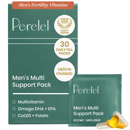 Perelel Men’s Multi Support Pack, Daily Multivitamin with Magnesium, Omega 3, CoQ10 & Folate, Nutritional Support for Men’s Wellness, Soy & Gluten Free, Non GMO, 30 Daily Pill Packs