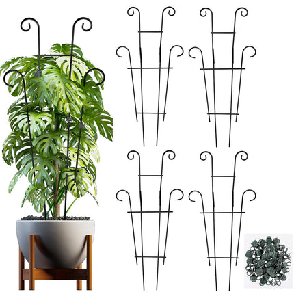 25.6" Metal Plant Trellis, 4 Pack Climbing Plant Support with Clips