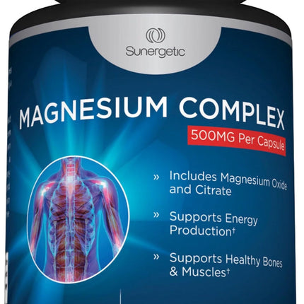 Premium Magnesium Citrate Capsules – Powerful 500mg Magnesium Oxide & Citrate Supplement – Helps Support Healthy Bones, Muscles, Teeth, Energy & Relaxation – 120 Vegetable Capsules