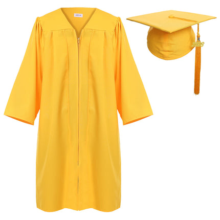 Newrara Graduation Gown Cap Tassel Set (45FF(5'0"-5'5"), Gold)