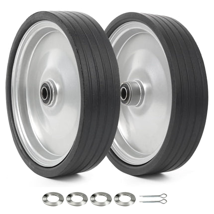 AR-PRO (2-Pack) 10"x2.2" Flat Free Solid Rubber Replacement Tires – 10 Inch Solid Wheels for Hand Trucks, Dollies, Utility Carts, and Wheelbarrows with 2.2" Offset and 5/8" Axle Hole