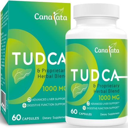 Canarata TUDCA Liver Support Supplements 1000mg - 60 Vegan Capsules,TUDCA Bile Salts with Milk Thistle Herbal Blend Formula for Cleanse Detox & Repair