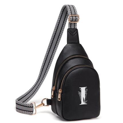 Viverte Crossbody Bags for Women Initial Sling Bag Cross Body Fanny Packs Personalized Gifts for Mom Women Wife (Black-I)