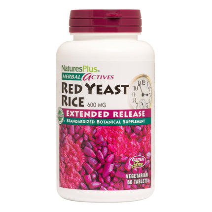 NaturesPlus Herbal Actives Red Yeast Rice, Extended Release - 60 Tablets - Non-GMO, Vegetarian, Gluten Free - 60 Servings