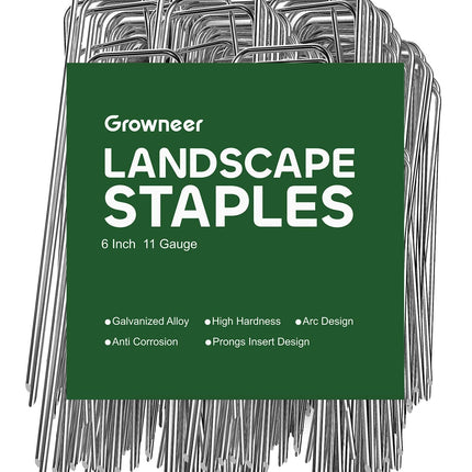 GROWNEER Landscape Staples 6 Inch, 360 Pack 11 Gauge Ground Pins, Bulk Pack for Yard Work, Secures Sod, Holds Ground Cover in Place