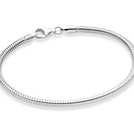 Miabella Italian 925 Sterling Silver Solid 3mm Snake Chain Bracelet for Women Men, Made in Italy (Length 7.5 Inches)