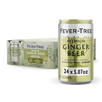 Fever-Tree Ginger Beer, 3-Ginger Blend Mixer, 24 Pack, 5.07 Fl Oz Cans