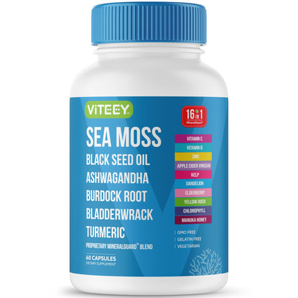 Viteey Sea Moss Capsules with Black Seed Oil - 16in1 MineralGuard