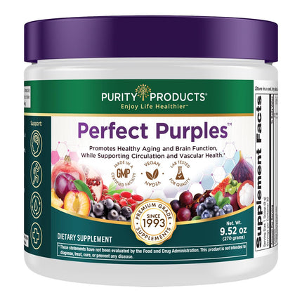 Purity Products Perfect Purples Powder Phytonutrient Rich, Healthy Aging Super Formula - Support Total Body Health - High ORAC Power - P40p Pomegranate Extract w/ 40% Punicosides - 30 Day Supply