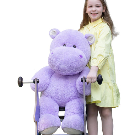 BENINY Giant Humongous Hippo Stuffed Animal, 36" Oversized Plush, Soft Hug Cute Jumbo Hippo Toy Plush Gift for Kids, Purple