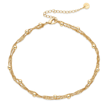 PAVOI Dainty Chain Anklet, 14K Gold Plated, Yellow Gold