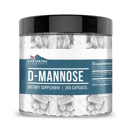 Earthborn Elements D-Mannose 200 Capsules, Pure & Undiluted, No Additives