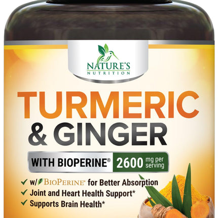 Turmeric Curcumin Supplement - 2000mg Organic Turmeric Per Serving - 95% Curcuminoids, Ginger & BioPerine Black Pepper for Best Absorption - Natural Vegan Joint Support, Bottled in USA - 120 Capsules