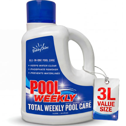 Weekly Pool Treatment with Phosphate Remover, Pool Clarifier and Pool Waterline Cleaner, Saltwater Safe, 3L - BubbyShine