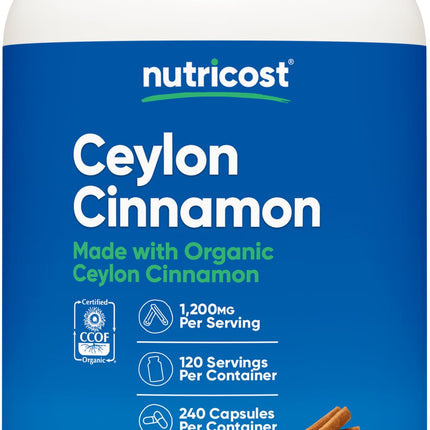 Nutricost Ceylon Cinnamon Capsules (240 Capsules) 1200mg per Serving - Gluten-Free