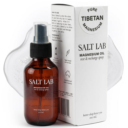 Salt Lab Magnesium Oil Spray – Magnesium Spray for Sleep & Relaxation for Adults, Fast-Absorbing Magnesium Oil Spray for Muscle Recovery & Restful Sleep, Natural Topical for Daily Wellness - 3.4 Fl Oz