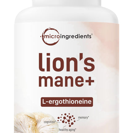 Micro Ingredients Lion’s Mane Mushroom Extract with L-Ergothioneine, 240 Veggie Capsules, 4 Month Supply | Non-GMO