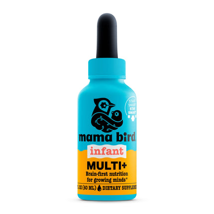 Mama Bird Infant Multi+ Drops (60 Servings) Ages 6 mo+ - Liquid Infant Multivitamin - Orange Flavor - Methylated B Vitamins, Vitamin B6 & Vitamin B12 - 3rd-Party Tested - Non GMO, Vegan & Gluten Free