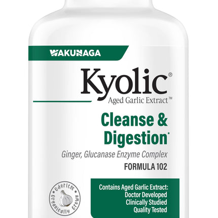 Kyolic Aged Garlic Extract Formula 102, Cleanse & Digestion*, Ginger and Enzyme Complex, 200 Capsules