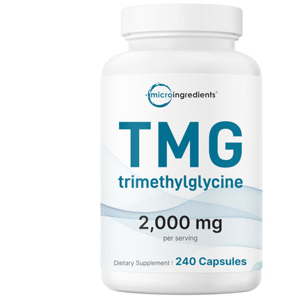 Micro Ingredients TMG 2000mg, 240 Capsules | Double Strength Betaine Anhydrous Trimethylglycine* | Non-GMO, Gluten Free