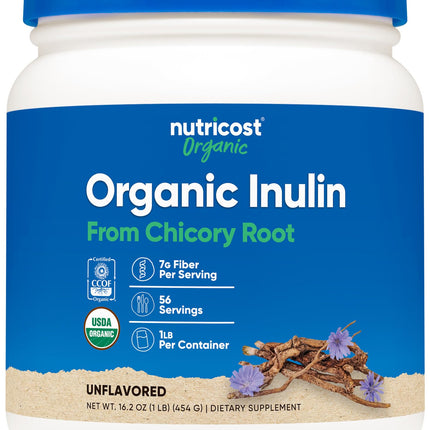 Nutricost Organic Inulin Powder 1LB (454 Grams) 7 Grams of Fiber Per Serving - from Chicory Root - Certified USDA Organic