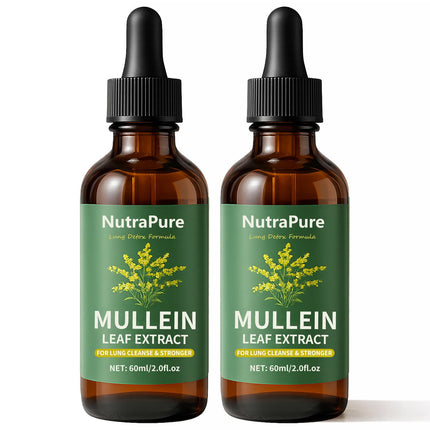 SCEZROB Nutrapure Mullein Extract Drops for Lung, Organic Mullein Leaf Supplement Support Lung Cleanse & Detox Health & Respiratory Comfort & Boosts Immune - 2.0fl.oz (2)