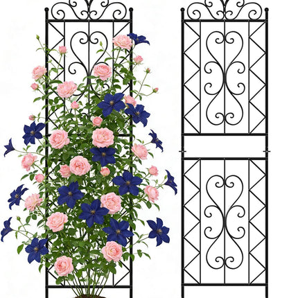 ARIFARO 78 inch Metal Garden Trellis for Climbing Plants, Pack of 2, Indoor/Outdoor Sturdy Decorative Plant Trellises for Potted Plants, House Plants, Climbing Vines, Floral Pattern