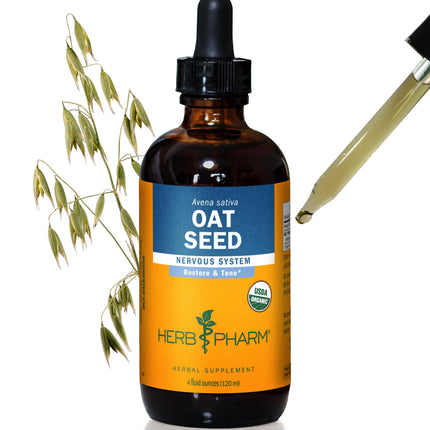 Herb Pharm Oat Seed Liquid Herbal Extract for Traditional Nervous System Support | Certified Organic Milky Oats Tincture | Non-GMO, Gluten-Free, Vegan Oat Supplement, Up to ~12 Week Supply, 4 oz*