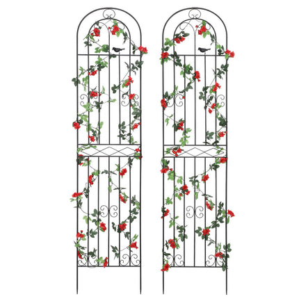 Macteyia 2 Pack 86.7" H x 19.7" W Metal Garden Trellis with Black Coating, Wire Lattice Grid Panel for Climbing Plants Outdoor Roses Vine Cucumbers Vegetables Flower Support (86.7" H, 2 Pack)