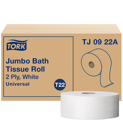 Tork Jumbo Toilet Paper Roll White T22, 12 x 1000', TJ0922A