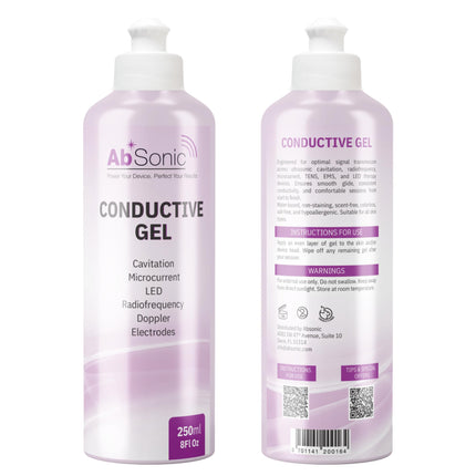 Absonic Conductive Gel for Ultrasound, Cavitation, Microcurrent, RF, TENS & EMS Devices – 2-Pack (17 oz Total) – Water-Based, Paraben-Free – Designed in France