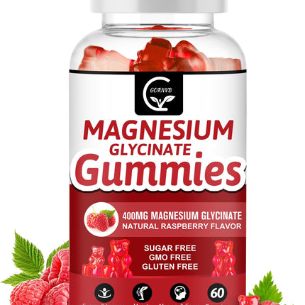 Magnesium Glycinate Gummies 400mg, Mg Potassium Supplement with Chelated Magnesium Malate Complex, Vitamin D, B6, and CoQ10, Supports for Memory, Calm, Mood & Sleep - 60 Count (Pack of 1)