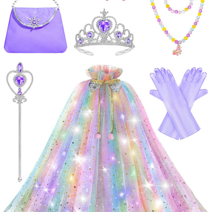 Fuzmo Light Up Princess Dress Up for Girls 3 4 5 6 Years Old, Purple