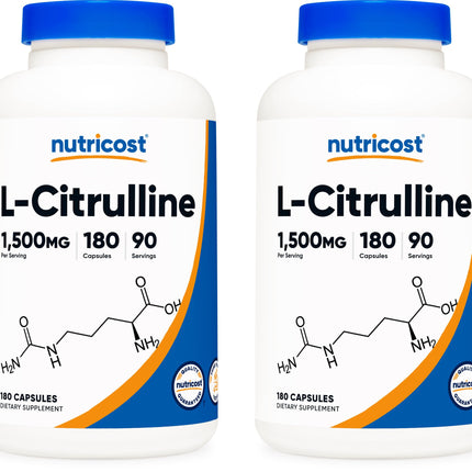 Nutricost L-Citrulline 750mg, 180 Capsules (2 Bottles)