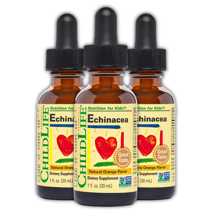 CHILDLIFE ESSENTIALS Echinacea for Kids - Kids Echinacea Drops, Liquid Vitamin Tincture, Alcohol Free Supplement for Babies, Toddlers, Children - Natural Orange, 1 Fl Oz (Pack of 3)