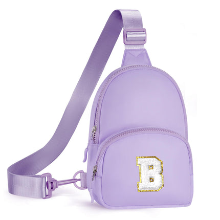 YOOLIFE Birthday Gifts for Girls, 8 9 10 11 12 13 14 15 Year Old Girl Birthday Gift Purple Small Initial Crossbody Bag Fanny Pack for Teens Belt Bag Personalized Gifts for Daughter Sister (Purple B)