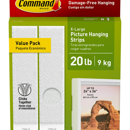 Command X-Large (20 lb) Picture Hanging Strips, 8 Pairs (16 Strips)