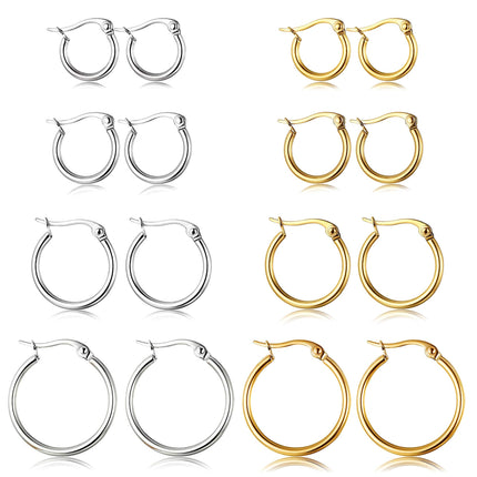 ORAZIO Stainless Steel Hoop Earrings Set Huggie Earring Stacks Women