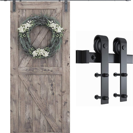 SMARTSTANDARD 6.8FT Barn Door Hardware Kit, Sliding Barn Door Track -Smoothly and Quietly -Easy to Install -Includes Step-by-Step Installation Instruction Fit 40" Wide Door Panel (J Shape Hanger)