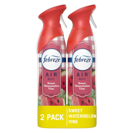 Febreze Air Mist Air Freshener Spray, Odor-Fighting Room Spray, Air Fresheners for Home and Bathroom and Kitchen, Aerosol Can, Sweet Watermelon Vine Scent, 8.8oz (Pack of 2)