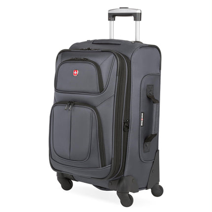 SWISSGEAR Sion Softside Expandable Spinner Luggage Durable Lightweight Travel Suitcase, Dark Grey, Carry-On 21-Inch