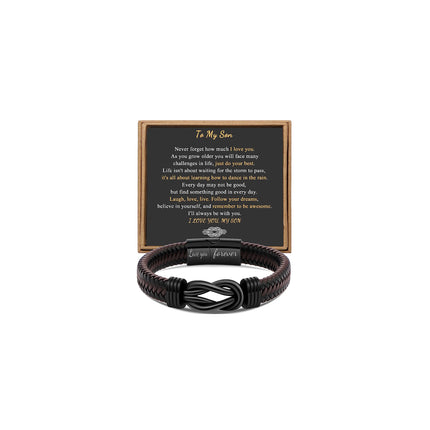 JoycuFF Gifts for Son Men Bracelet Personalized Infinity Knot Bracelet for Men Inspirational Birthday Christmas Graduation Gifts for Son from Mom Dad