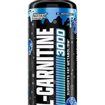 Nutrex Research L Carnitine 3000 - Clinically Dosed L-Carnitine Liquid for Energy, Metabolism & Muscle Recovery - No Sugar, No Carbs, No Stimulants - 31 Servings (Blue Raspberry, 31 Servings)