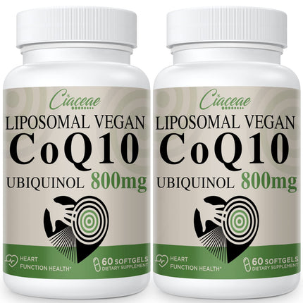 Liposomal CoQ10 800mg Ubiquinol Softgel, Max Absorption Ubiquinol Coenzyme Q10, Ubiquinol CoQ10 Supplement for Antioxidant, Heart Function & Energy Production, Pure CoQ10 800mg, 120 Vegan Softgels